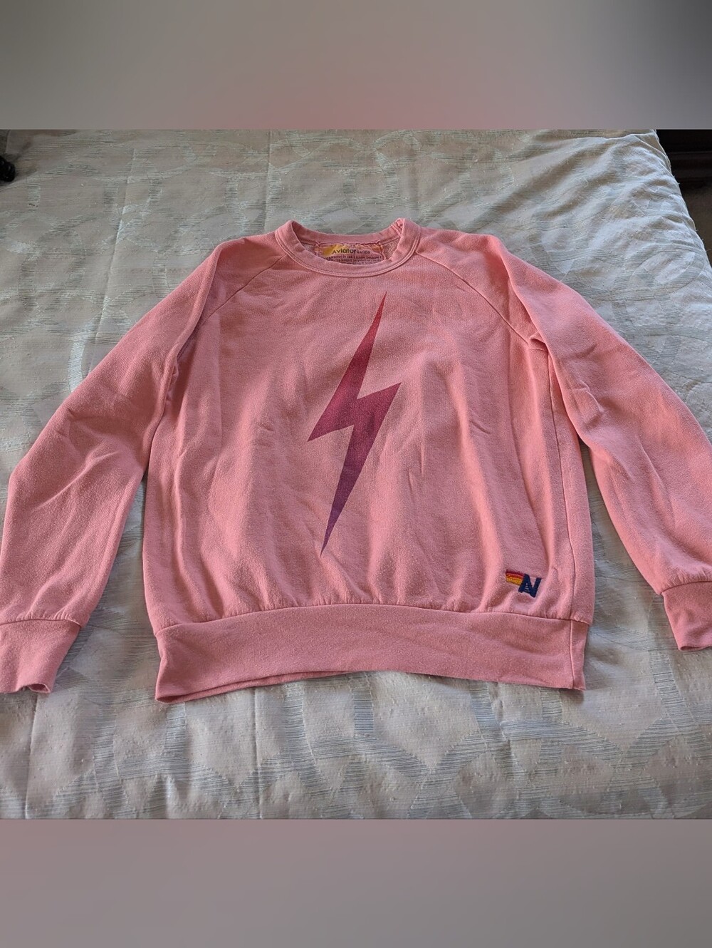 Pink Aviator Nation Lightning Bolt Crewneck Size XS